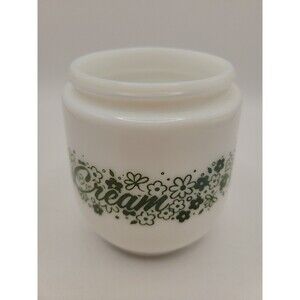 Pyrex Gemco Creamer White & Green No Lid